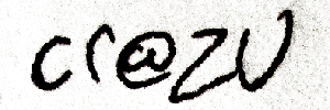 a signature in black pen. it reads 'c r @ z u'