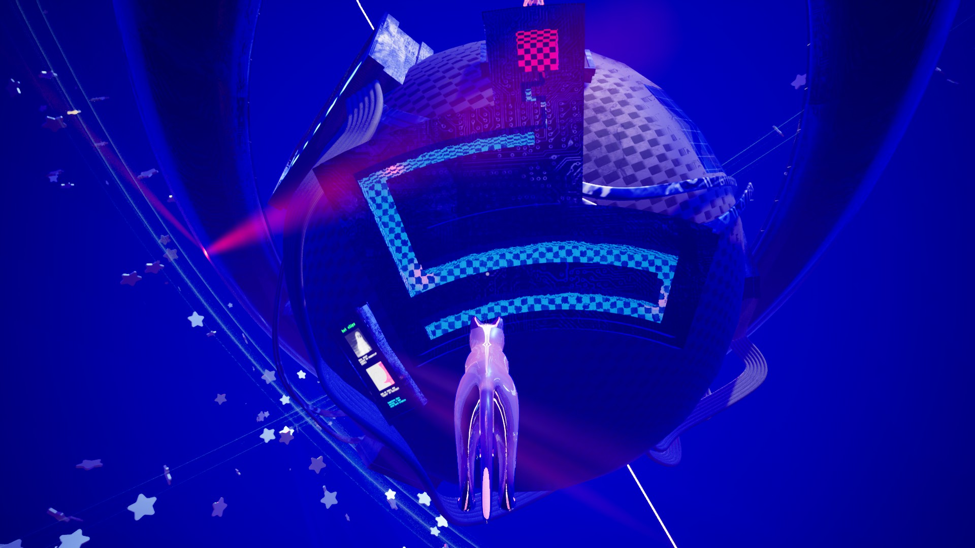 A screenshot showing a blue tinted maze. The end of the maze is very tight.
