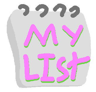 Inside the drawer, a notebook, on which is written 'my list'