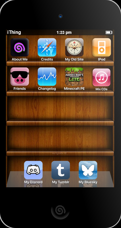 this part of the website mimics the black glassy box look of modern smart devices, and the home screen displays apps of the various pages in the site.