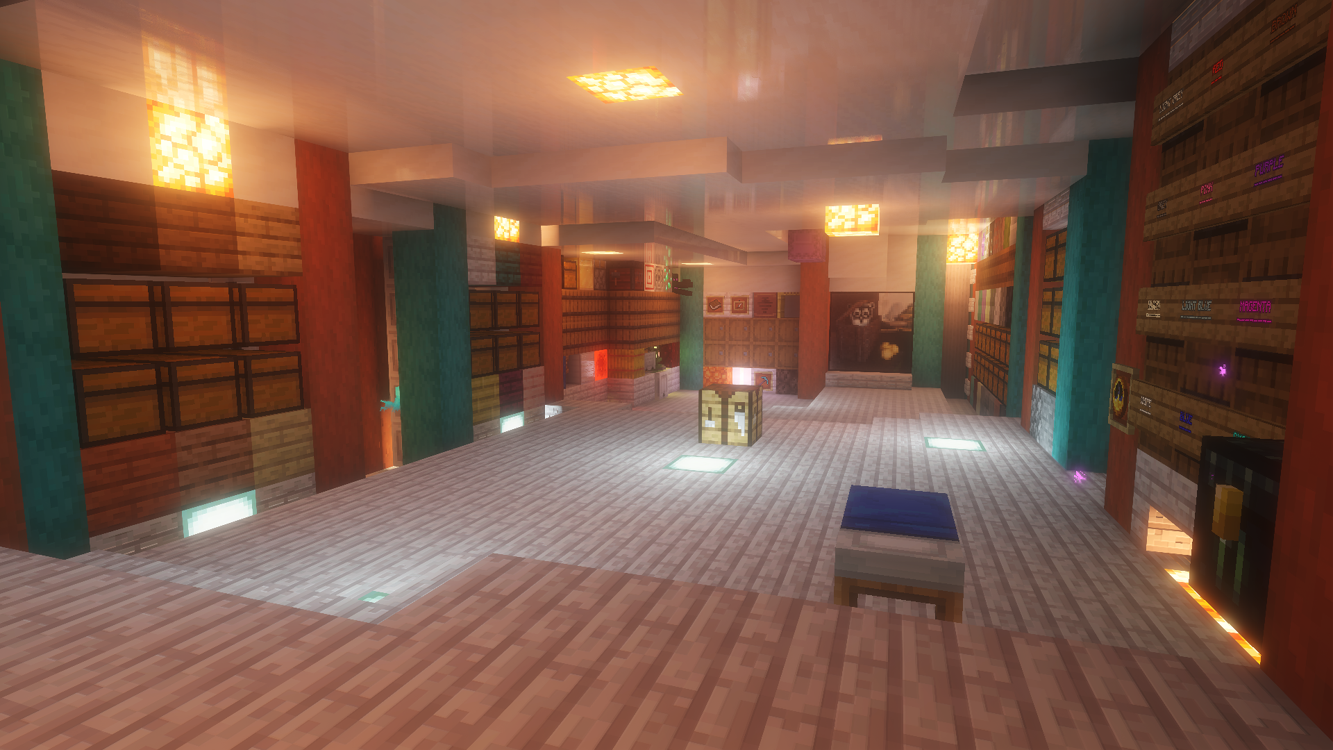 Apologies, not all images here will have alt text. I'll write a general description of each world and it's builds in the alt for the first image. This world contains many cozy builds in cliff faces and walls, a sterile white blue and orange base from me, and a giant floating ring with crystal marking the entrance to a massive underground library.