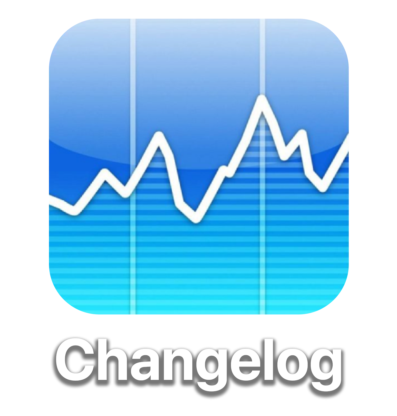 An application icon of a jagged, squiggly white line rising on a blue background
