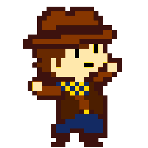 a small cowboy dances by waving their hands from side to side above their head.