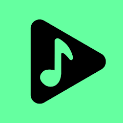 the similarly green Musicolet logo, with a black play button at it's center.