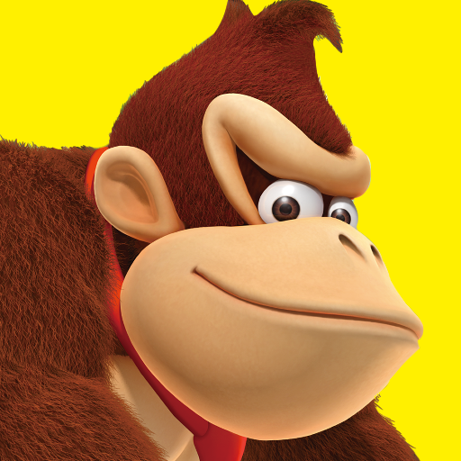 an image Donkey Kong's head, smiling in closeup.