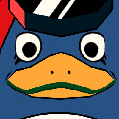 image from Bomb Rush Cyberfunk of a cartoon penguin in close-up, staring directly forward at the viewer.