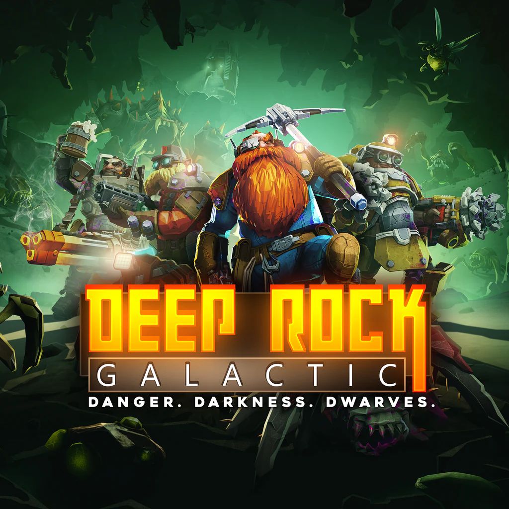 Game icon for Deep Rock Galactic, featuring it's low poly dwarf protagonists