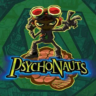 Image flips between the covers for Psychonauts 1 and 2, both showing the young protaginast in his red goggles, hand outstretched in a telekinetic grip