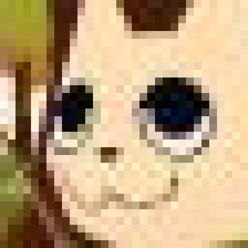 Extremely low quality image of a 3d cartoon cat