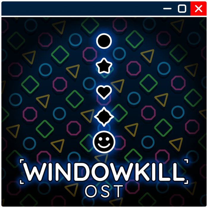 Logo for Windowkill, cosisting of a vertical line of white-outlined shapes.