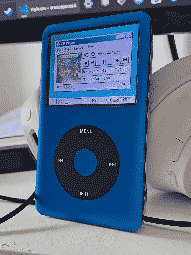 A different IPod, with a blue metallic front and black buttons