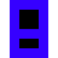 collection of few blue pixels, arranged in the rectangular shape of an Ipod
